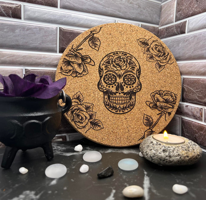 7 Inch Round Cork Engraved Trivets
