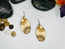 Daisy Mandala Wood Engraved Earrings